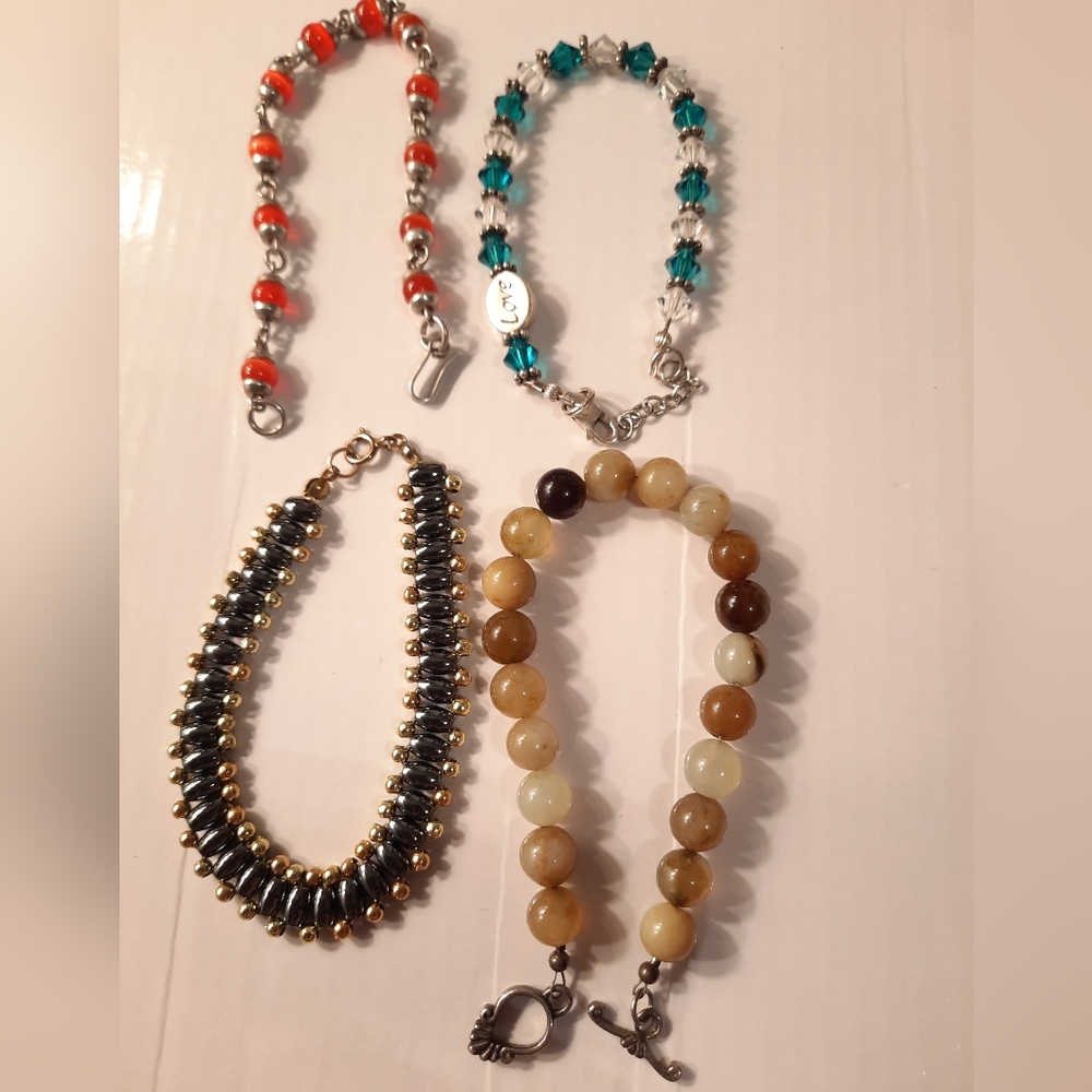 925 Silver Multicolor Beaded Bracelet Set